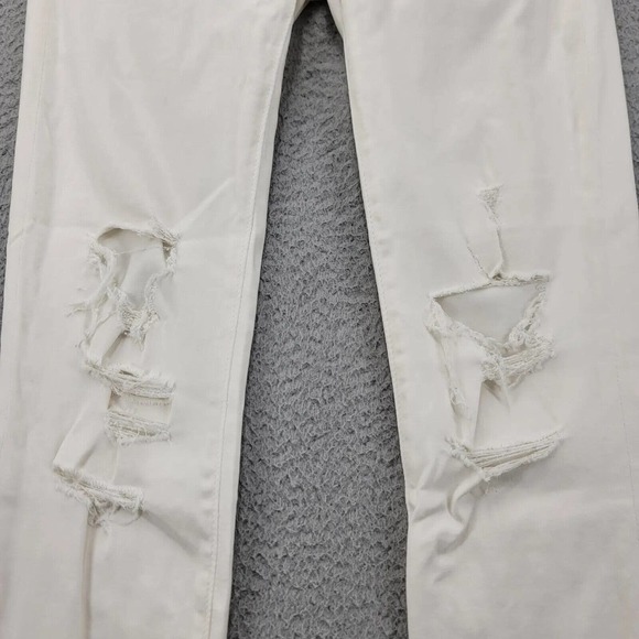 American Eagle Jeans Womens 2 Cream Super Super Stretch Distressed Jegging Crop‎ - Picture 3 of 16